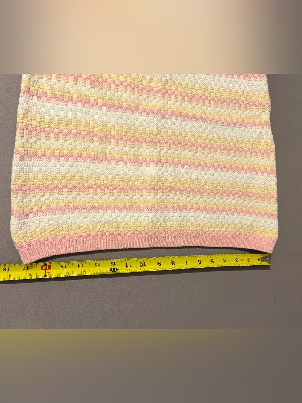 A-line crochet knit mini skirt pink white and yellow - Picture 6 of 7
